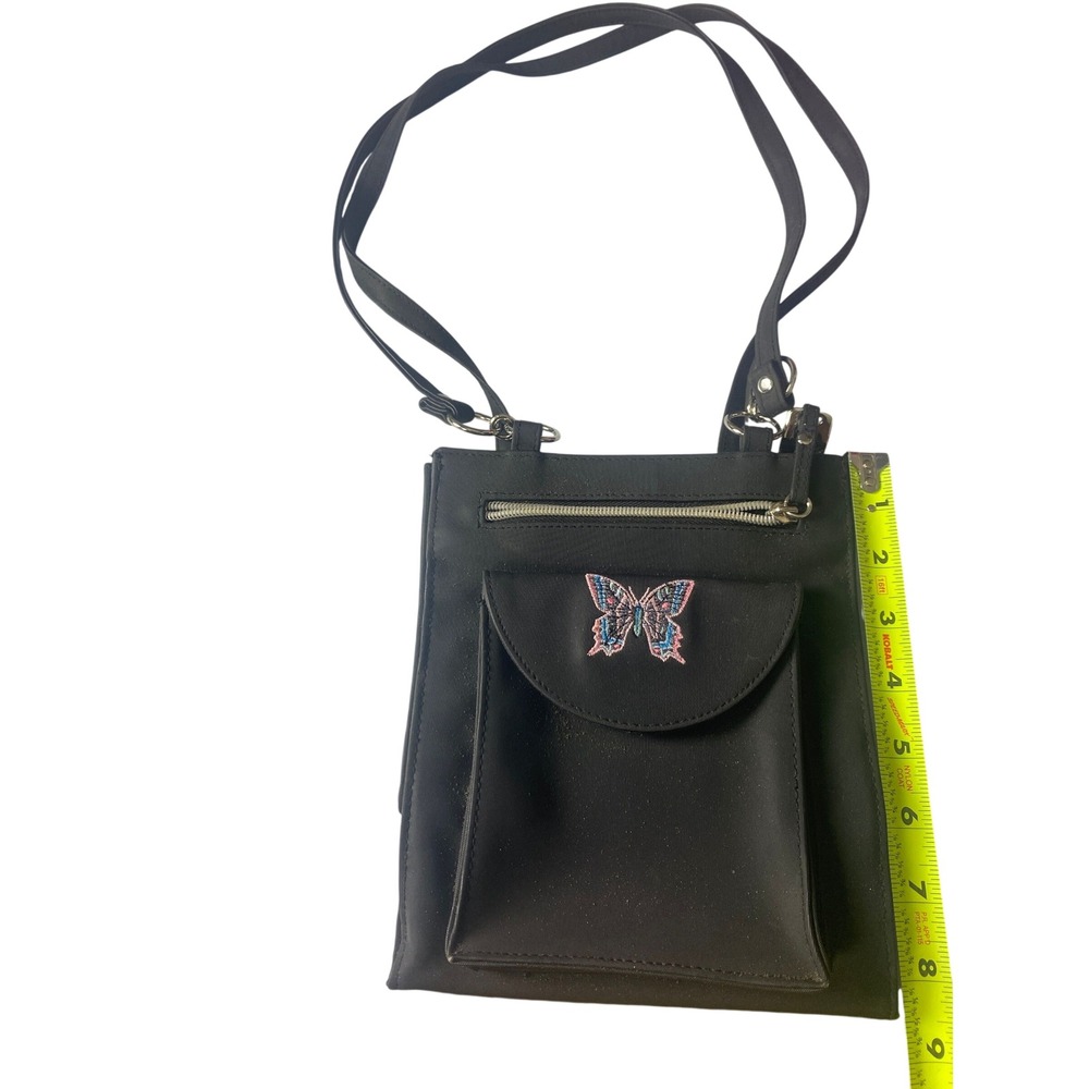 L'egent Black Butterfly Embroidered Mini Crossbody Purseā Phone Wallet Bag